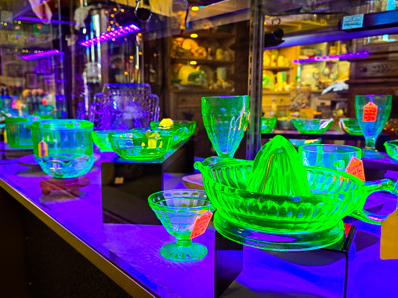 a cabinet of glow in the dark radiumware