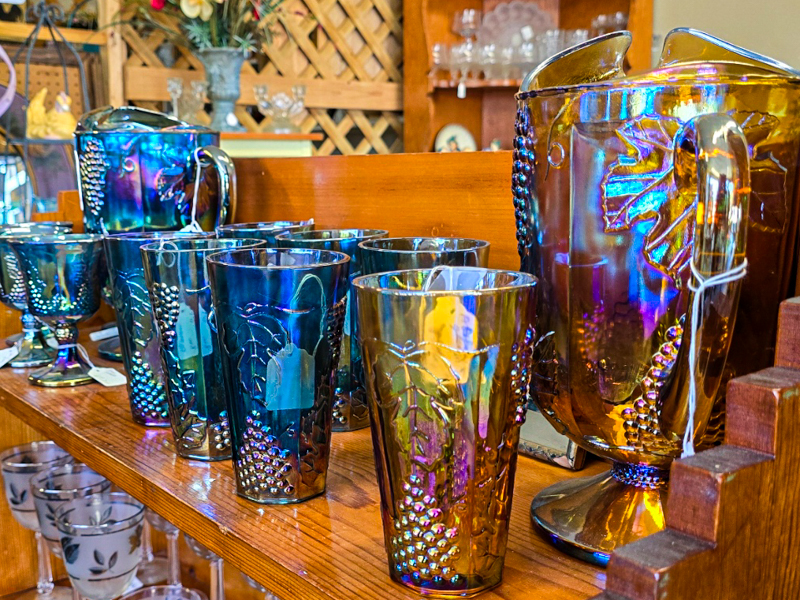 several iridescent glasswares