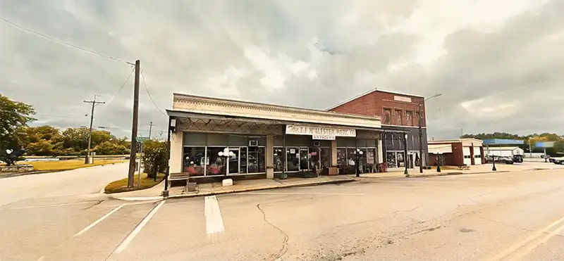 McAlester Antique Mall building, on corner of Main Street and Krebs Ave, in Old Town Historic McAlester