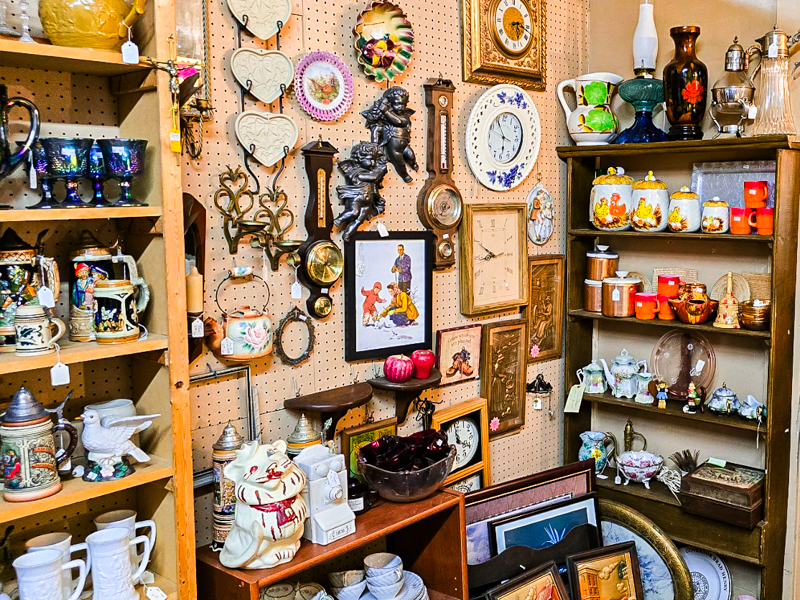 A wall of vintage ceramics